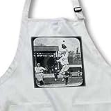 Vintage Detroit Tigers Making the Catch Black and White - Waist Apron With Pockets