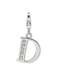 Sterling Silver CZ Letter D w/Lobster Claw Clasp Clasp Charm