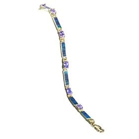 14k Gold Created Opal and Tanzanite Bracelet by 