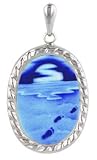 Footprints Oval Agate Cameo Pendant- 3/4x1/2
