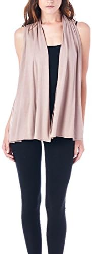 82 Days Women'S Rayon Span Super Comfortable Front Open Vest - Mocha S