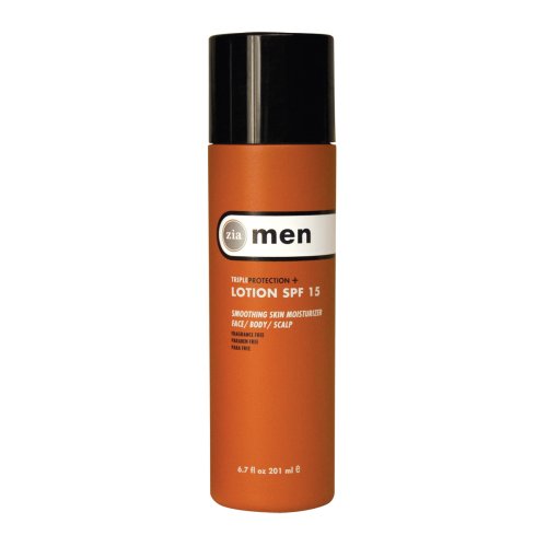 Zia For Men Triple Protection Lotion SPF 15, Face/Body/Scalp 3-in-1, 6.7-Ounce Bottle (Pack of 2)