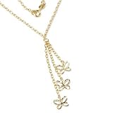 14K Gold 17 Butterfly Lariat Necklace