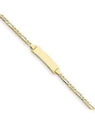 14k Yellow Gold Figaro Link ID Bracelet. Metal Wt- 2.46g
