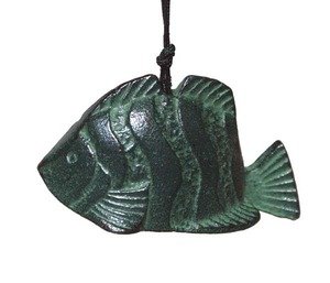 Japanese Iwachu Cast Iron Green Fish Wind chimes #485098
