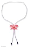 Natural orchid and amethyst long necklace, 'Pink'
