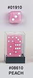 16mm Square Corner 6-sided Peach Glow in the Dark Dice with White Pips