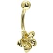 Solid 14kt Yellow Gold Flower Belly Ring