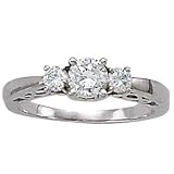 18K White Gold Three-Stone Diamond Ring