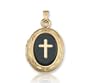 14k Yellow Gold Memories Oval Onyx Carved Cross Locket
