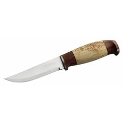 Helle Outdoormesser, Modell 75 Ars Jubileum, Dreilagenstahl, Maserbirke, Nussbaum, Lederscheide