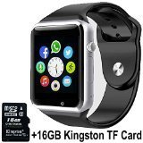 Sudroid Smart Watch Phone Bluetooth Smartwatch with 16GB TF Card Wrist Watch for Android Samsung S5 S6 Note 4 Note 5 HTC Sony LG and iPhone 5 5S 6 6 Plus Smartphone