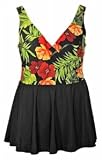 Mystic Garden Plus Size Surplice Swimdress Swimsuit - Women's Swimsuit Plus Size Swimsuits