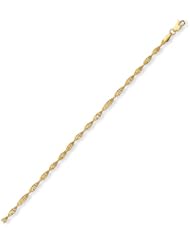 7" 14K Yellow Gold 2.9mm (1/9") Balinese Twisted Bead Fancy Bracelet w/ Lobster Clasp