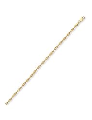 14K Yellow Gold 10" 2.9mm Balinese Twisted Bead Fancy Bracelet With Lobster Clasp