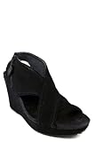 DKNY Women's Hyacint Wedge Sandal,Black,9 M US