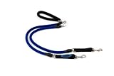 EZ Steps Low Impact Shock Absorbing Coupler Leash for Walking Two Dog up to 200 lbs. Combined Weight - Blue