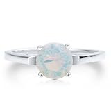 Sterling Silver 925 Round Cut Opal Cubic Zirconia CZ Solitaire Ring - Nickel Free Valentine Engagement Ring