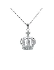 Lovely Sterling Silver Cubic Zirconia Crown Pendant (Chain Not Included), , Comes with a Gift Box and Special Pouch.