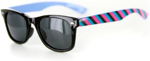 Lollipops Polarized Kid's Sunglasses with Retro Wayfarer Frames,Blue Stripe w/ Smoke Lens,One Size