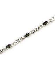 14K White Gold Oval Mystic Topaz and Diamond Bracelet