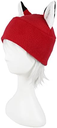 Beanie-style Red Fox Hat with White Faux Fur Ears Super Cute Anime Style Adult Sized