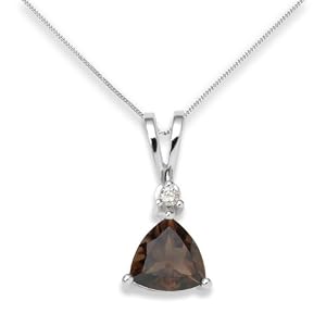 Miore - USP002P6W - Collier femme - Or blanc 375/1000 (9 carats) 1.17 gr - Quartz fumé/Diamant 0.02 cts - 45 cm