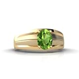 14K Yellow Gold Genuine Oval Peridot Men's Men's Ring