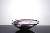 Flat Decorative Fruit Bowl Made of Colored Glass in Dark Purple Finish