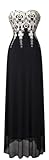 Angel-fashions Women's Strapless Embroidered Mixed Sleeveless Banquet Evening Dress