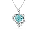 Heart Shape Aquamarine & Diamond Pendant in White Gold