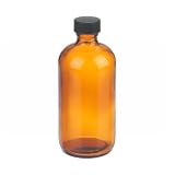 Wheaton W216856 Boston Round Bottle, Amber Glass, Capacity 8oz With 24-400 Black Phenolic Rubber Lined Screw Cap, Diameter 60mm x 136mm (Case Of 12)