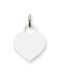 14k White Gold Small Engravable Heart Charm. Metal Wt- 0.75g