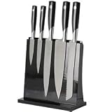 Kitchen & Housewares : DESIGNER 5 PIECE KNIFE SET WITH BLACK MAGNETIC KNIFE BLOCK