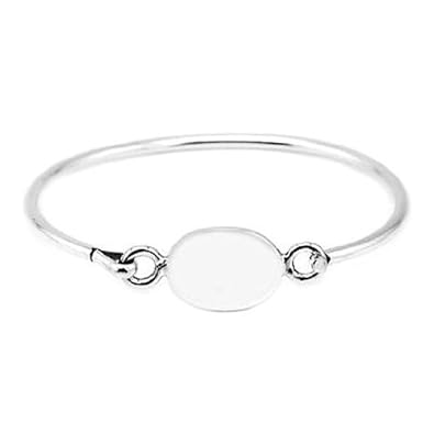 Cheap Girls Jewelry Sterling Silver Engravable 5 Inch Oval Bangle Bracelet for Toddler Child For Sale