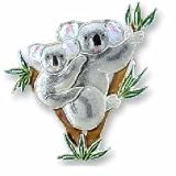 Clearly Charming Australian Koalas Sterling Silver and Enamel Pin