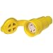 Woodhead 27W76 Watertite Wet Location Locking Blade Connector, 3-Phase, 4 Wires, 3 Poles, NEMA L16-20 Configuration, Yellow, 20A Current, 480V Voltage