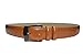 7910 - Toneka Men's Cordovan/Burgundy and Tan Stitched Feather Edge Dress Belt