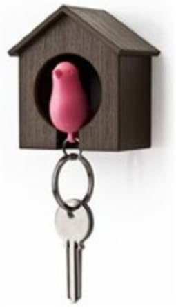 Birdhouse Key Ring - Brown House with Blue Bird by WICOO