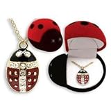 Ladybug Crystal Pendant Necklace In Gift Box