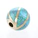 14Kt Gold and Blue Opal Inlaid Round Ball Pendant, #7845 image 1