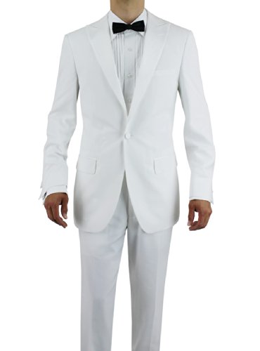 Giorgio Napoli Men's One Button Peak Lapel Adjustable Pants Tuxedo Suit