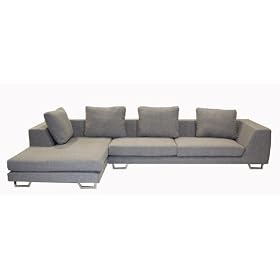 Contemporary Grey Twill Fabric Sectional Sofa with Pillows By Wholesale Interiors