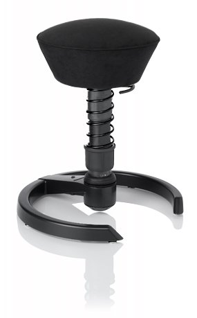 SWOPPER STANDARD 3D-Aktiv-Bürostuhl Hocker Sitzpolster Normal, Farbe schwarz, Federfarbe schwarz, Basis Anthrazit, Fussring mit Metallgleiter, Feder SMALL 40 - 80 kg (SWOPS10SML)