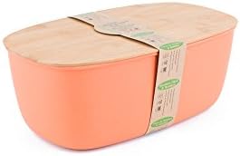 Bamboo Fiber Bread Bin with Bamboo Bread Board Lid, Orange