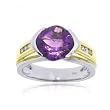 Amethyst & Diamond Ring in 14K 2tone Yellow White Solid Gold