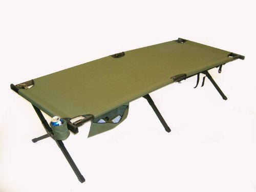 Big Bear EXTRA LARGE Military Style AIRCRAFT GRADE BLACK Powder Coated Aluminum Frame Cot with Matching OLIVEB005L9Z140