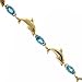 Yellow Gold Dolphin Link 7in Bracelet Oval Blue Topaz
