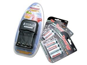 Saving Combo: T-3199 Tenergy Slim Plug-In Charger + 3 Sets of 4-AA Card NiMH Economic Rechargeable Batteries