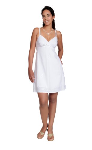 Women's Short Summer Dress by 1 World Sarongs - Lined in White